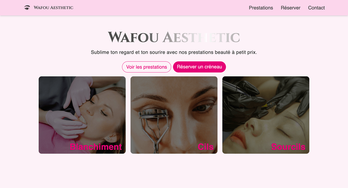 Page d'accueil de Wafou Aesthetic